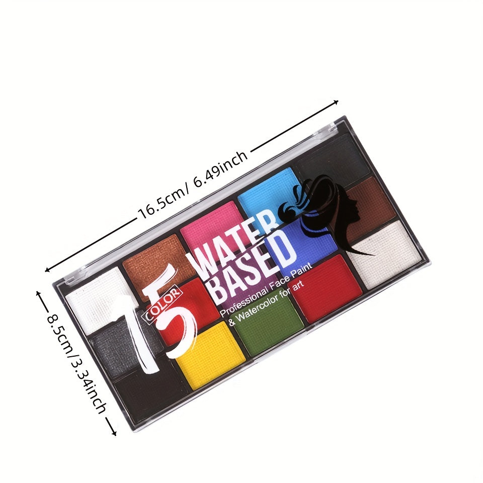 15 Colors Water-based Body Painting Set Face Paint for Halloween Makeup