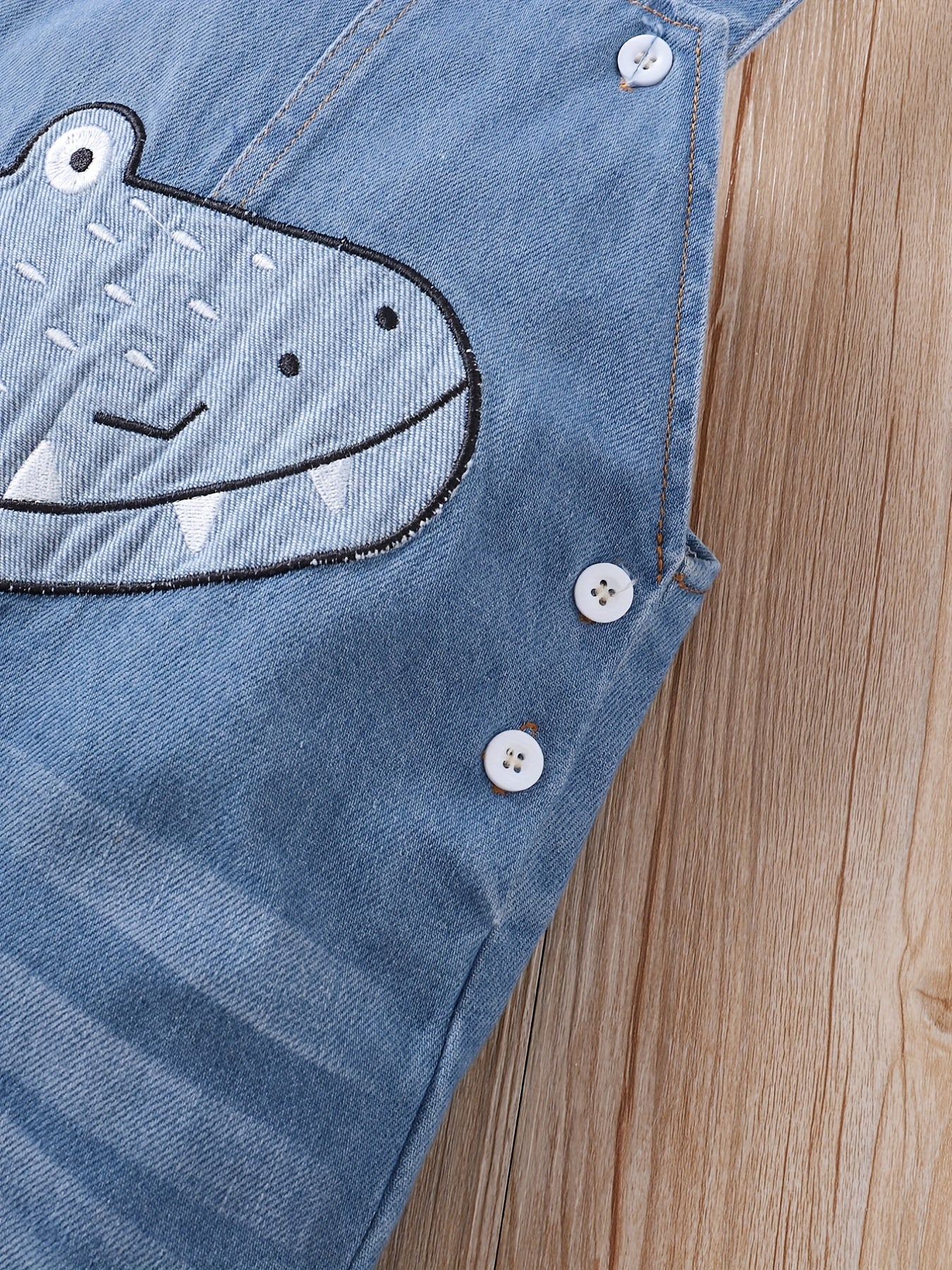 Boys Dino Graphic Denim Overalls Baby Bib Pants