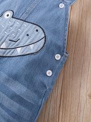 Boys Dino Graphic Denim Overalls Baby Bib Pants