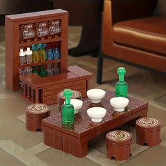 Wooden Bar Set with Stackable Building Toy