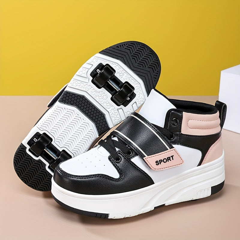 Girl's Roller Shoes Hook Loop Fastener Skate Sneakers Kids Teen Outdoor