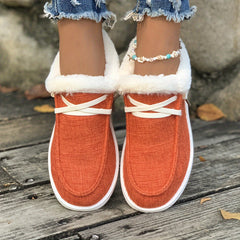 Winter Warm Flats Thermal Snow Boots Faux Fur Plush Lined Slip On Shoes