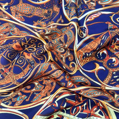 Vintage Flower Print Silk Scarf - Versatile Square Shawl Wrap