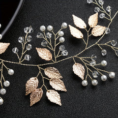 Faux Pearl Hairband Crystal Leaves Headband Bridal Bundle