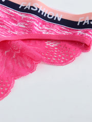 6pcs Sports Letter Tape Lach Trim Mixed Briefs Panties Pack For Women
