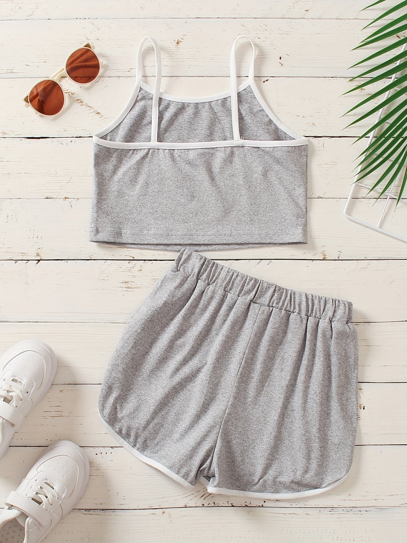 Girl's 2 Piece Casual Sports Suit Top & Shorts Set for Summer