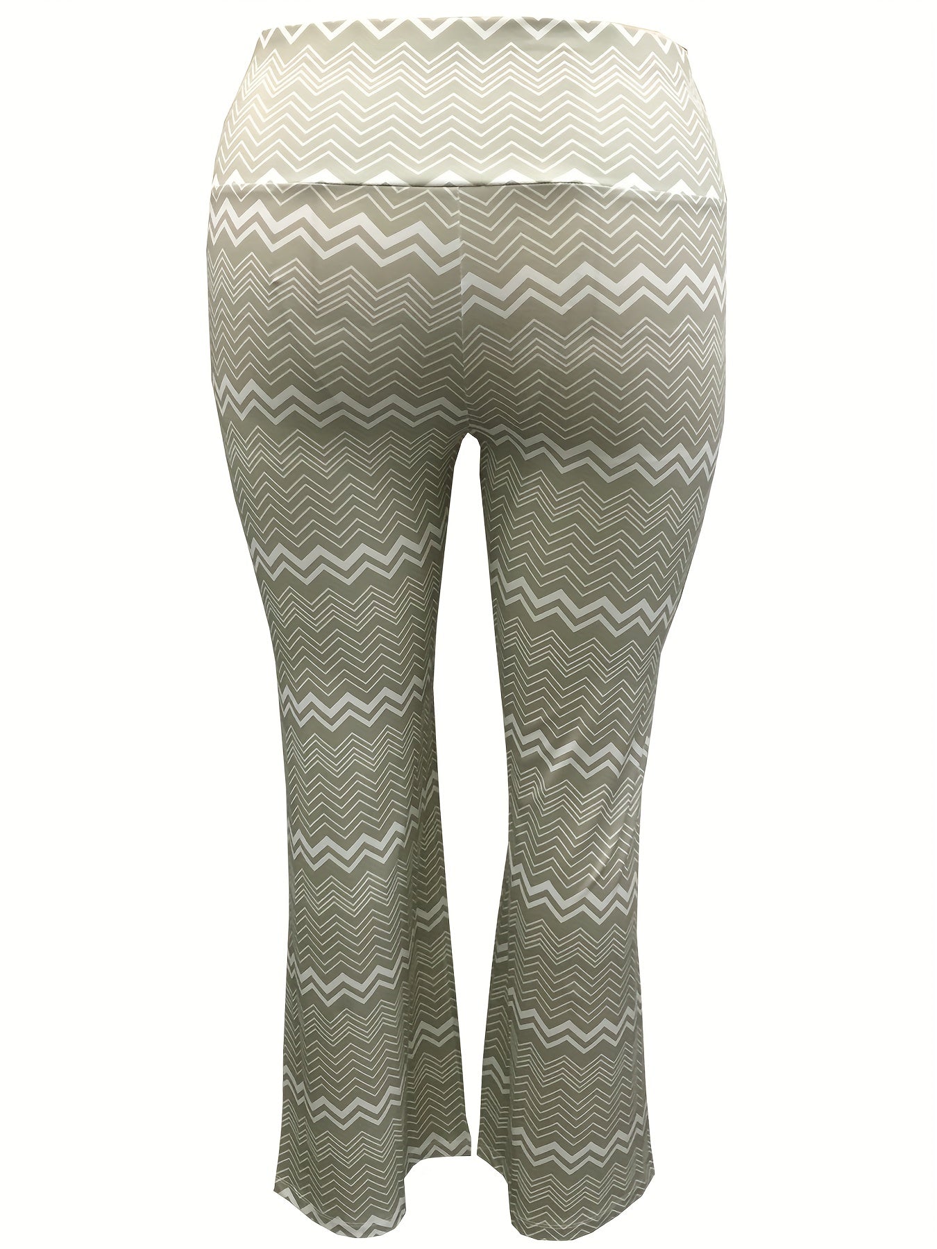 Striped Flare Leg Pants High Rise Buttoned Trousers