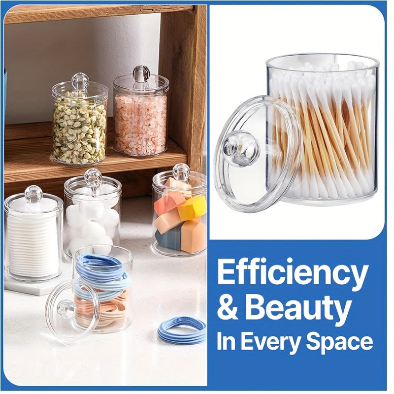 Clear Plastic Swab Holders with Lid Dust-Proof Jars for Vanity Dresser