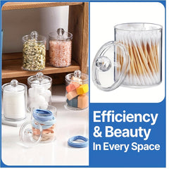 Clear Plastic Swab Holders with Lid Dust-Proof Jars for Vanity Dresser