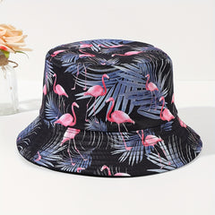 Flamingo Print Double Sided Bucket Hat Sun Protection Hat