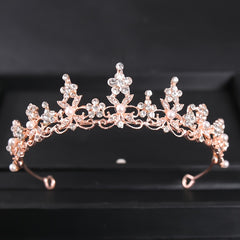 Rose Golden Tiara Bridal Hair Jewelry Wedding Bride