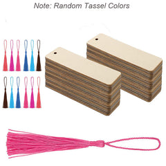 50pcs Blank Wooden Tags with Tassels DIY Crafts Gift Bags Label