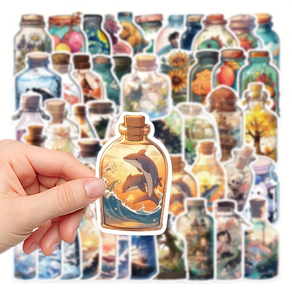50pcs Healing Bottle World Graffiti Stickers for DIY Decoration Waterproof