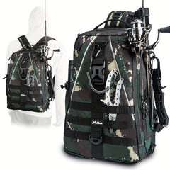 Fishing Tackle Backpack Water-resistant Bag With Rod Holder