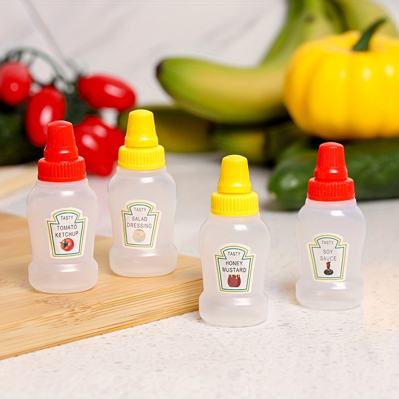 4pcs Mini Ketchup Bottles Condiment Squeeze Containers for Lunchbox Picnic