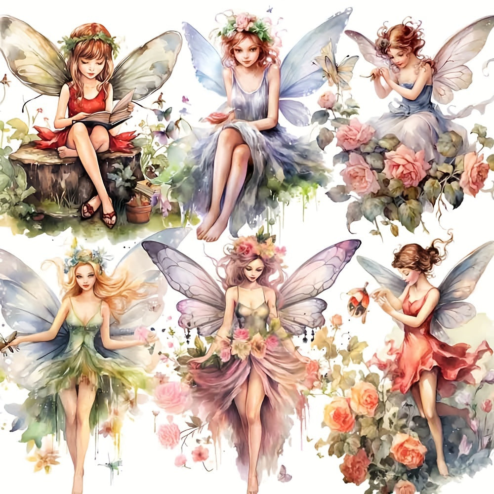 Retro Flower Fairy Elf Sticker Set for Scrapbooking