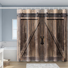 Rustic Western Shower Curtain Dark Brown Barn Door