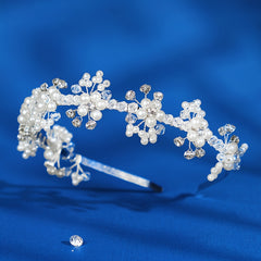 Faux Pearl Crystal Flower Hairband Headband
