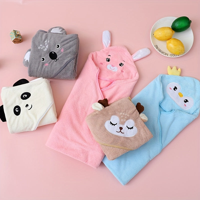 Kids Hooded Bath Towel Cartoon Animal Designs High Absorbency Bathrobe