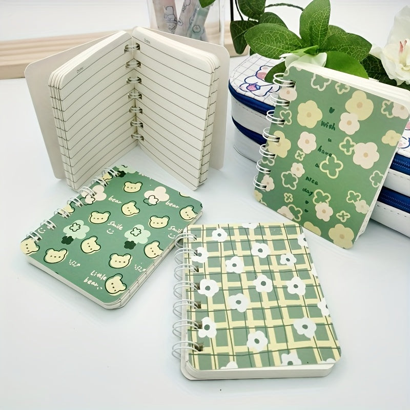 4pcs A7 Retro Neon Flower Series Coil Notebook Small Book