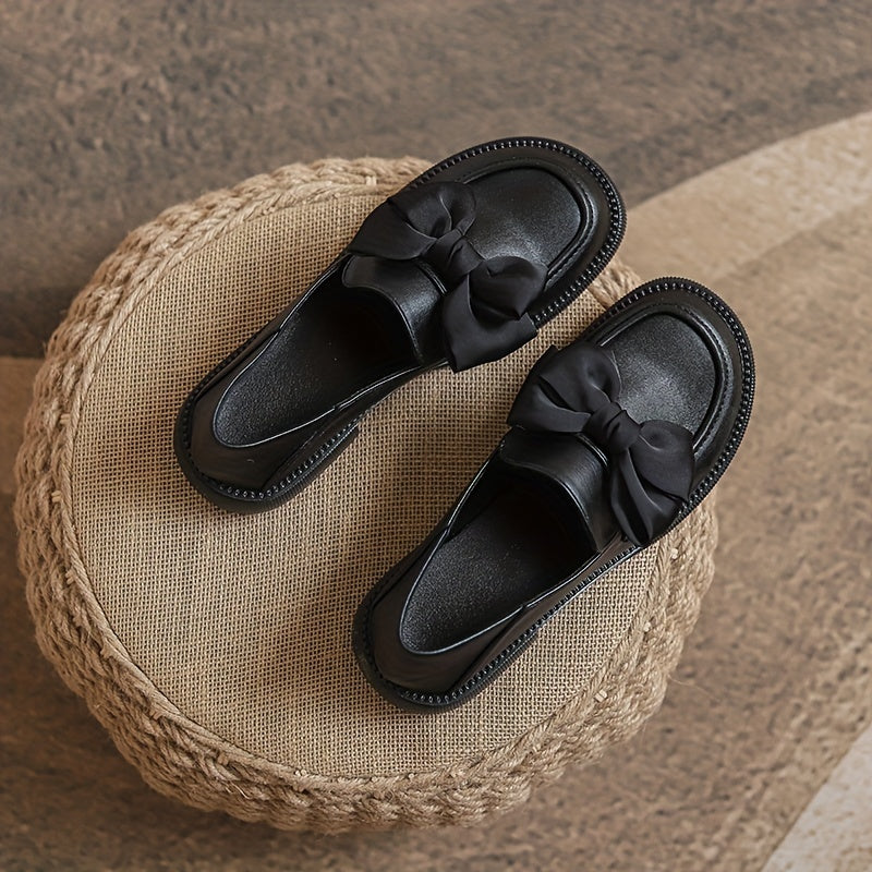 Women's Chunky Loafers British Style Slip On Shoes Lightweight Solid Shoes