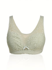Plus Size Bra Women's Plus Floral Lace High Stretch Full Cover