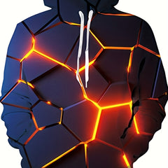 Geometric Print Hoodie For Men with Kangaroo Pocket