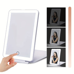 Portable LED Makeup Mirror Touch Screen Lightweight Thin Travel Cosmetic Office