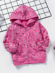 Toddler Girls Unicorn & Flowers Hooded Jacket Cotton Zipper Coat