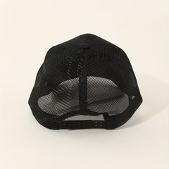 Peach Feather Print Trucker Hat Mesh Breathable Baseball Cap