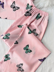Butterfly Print Pajama Set V Neck Sleeveless Cami Top & Lounge Pants