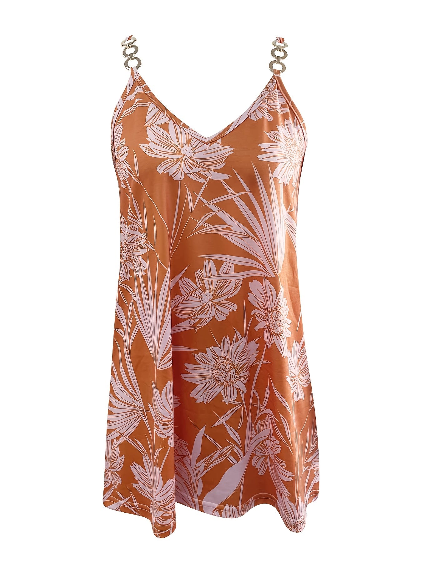 Floral Print Metal Strip Cami Top
