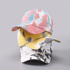 Men's Tie Dye Baseball Cap Graffiti Denim Peaked Cap