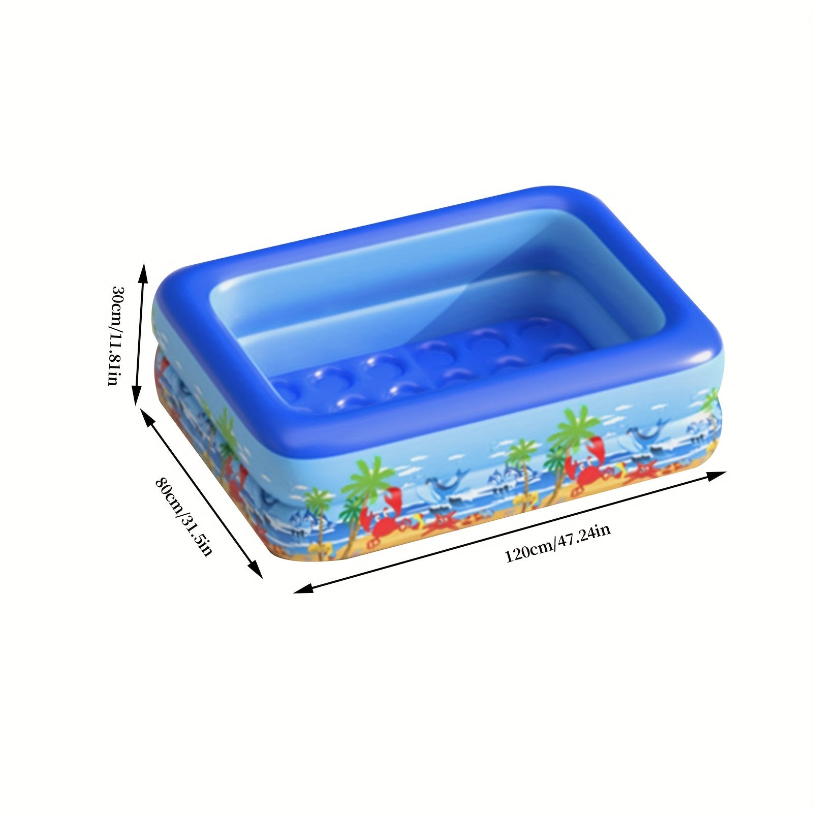 Kids Inflatable Swimming Pool 1.2m Bubble Bottom Foldable Bathing Pool