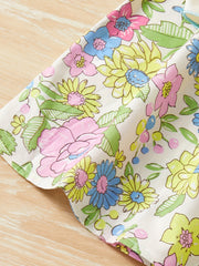 Girls' Spring Floral Flutter Sleeve Casual Dress - Party Vacation Dress