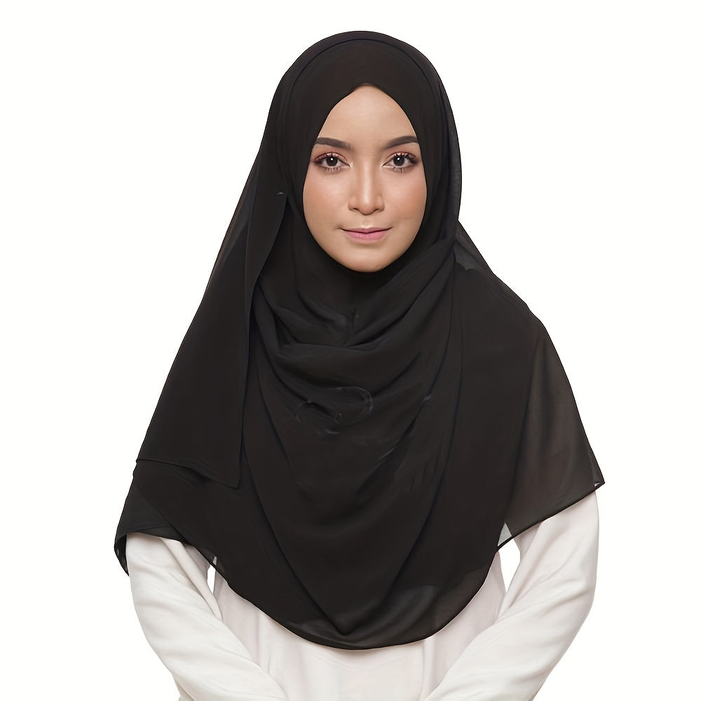 Solid Hijab Breathable Full Cover Shawl Turban Gauze Scarf