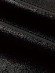 Men's Fleece PU Jacket Fur Collar Button Up Leather Jacket