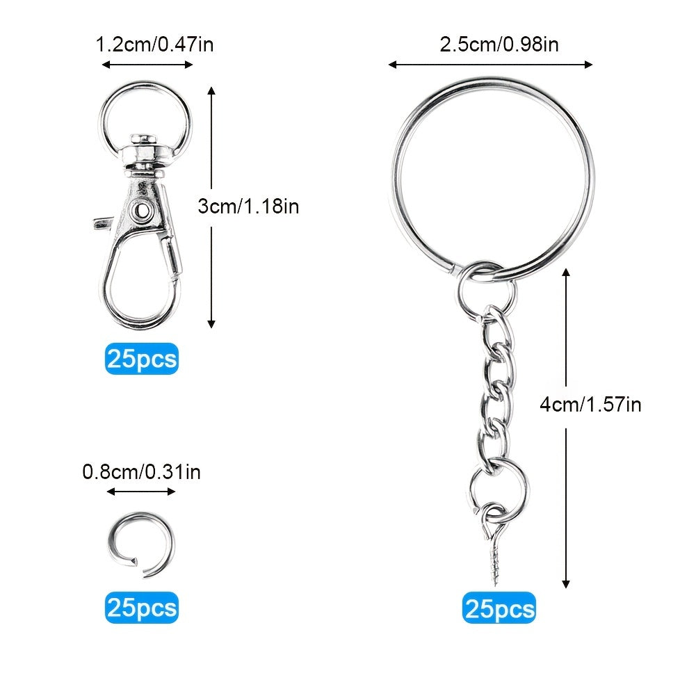 100pcs Keychain Rings With Chain And Screw Eye Pins Bulk