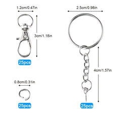 100pcs Keychain Rings With Chain And Screw Eye Pins Bulk
