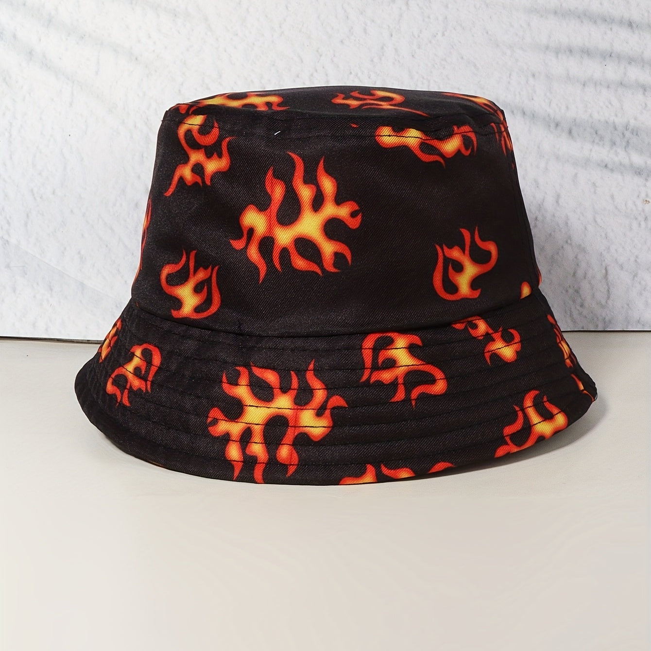 Flame Print Bucket Hat Unisex Hip Hop Lightweight Basin Hat