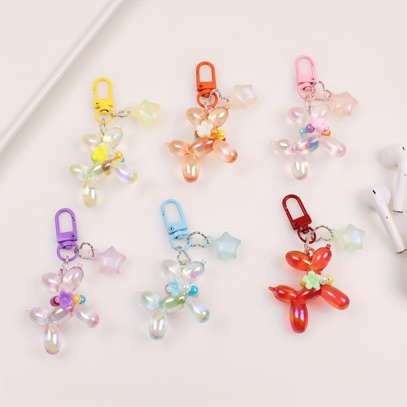 Plated Balloon Dog Key Chain Poodle Small Animal Wallet Schoolbag Pendant