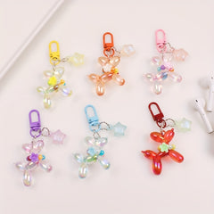 Plated Balloon Dog Key Chain Poodle Small Animal Wallet Schoolbag Pendant