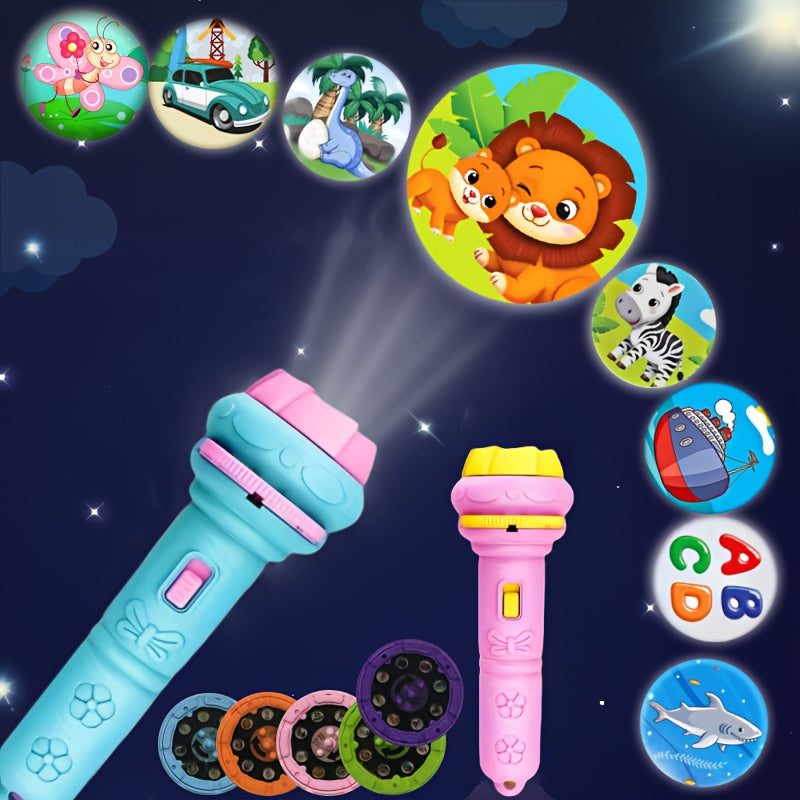 Mini Projector Flashlight with 24 Animal Dinosaur Space Slides
