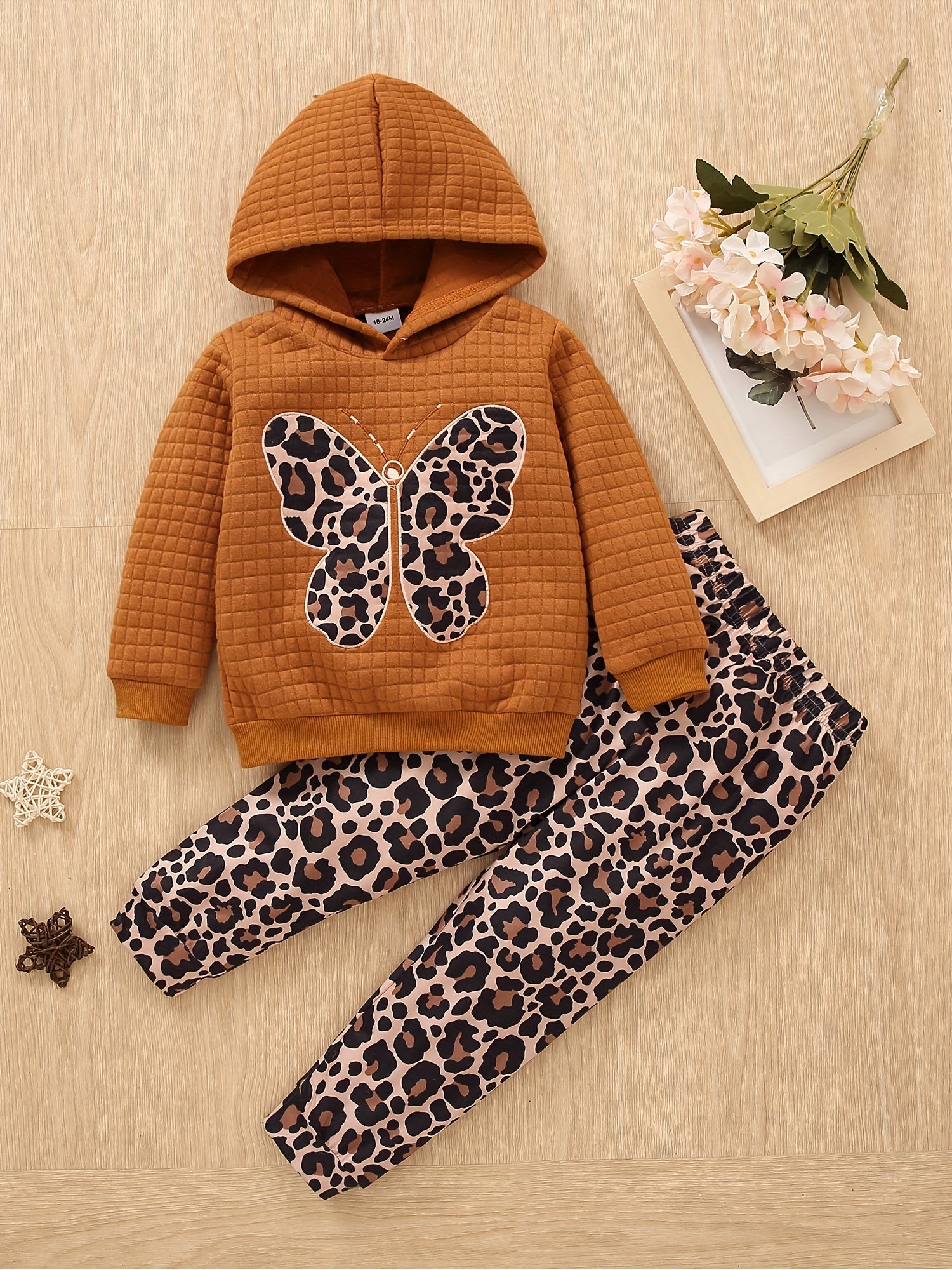 Girls Leopard Print Hoodie & Sweatpants Set