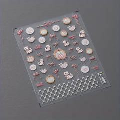Cat Inlaid Pearl Nail Art Sticker 5D Three-dimensional Back Glue