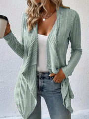 Ribbed Waterfall Collar Cardigan
