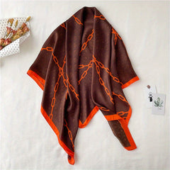 Vintage Chain Print Bandana Square Scarf Silk Shawl Head Wrap For Women