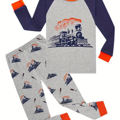 Boys Train Graphic Long Sleeve T Shirt & Pants Set