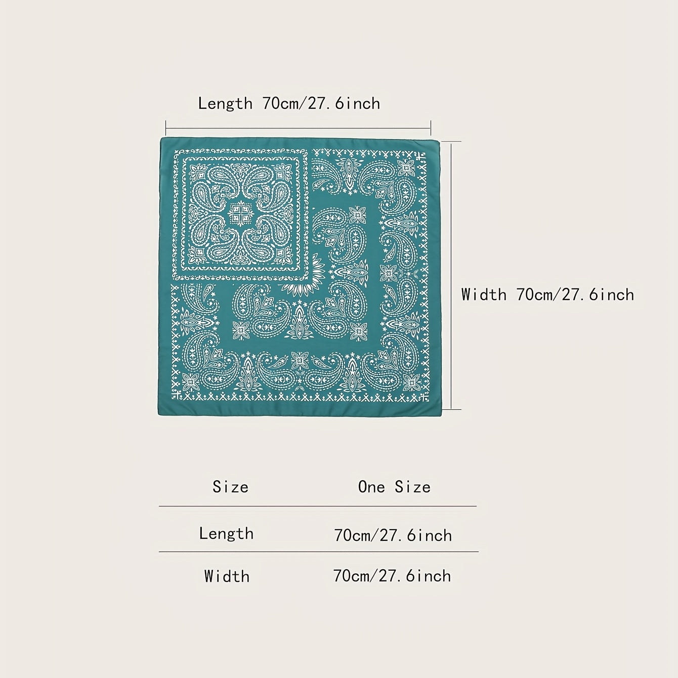 Green Paisley Print Bandana Satin Square Scarf Boho Shawl