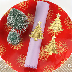 4pcs Christmas Tree Napkin Rings for Holiday Table Decoration